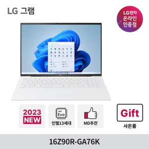 LG전자 그램 16Z90R-GA76K, 16Z90R-GA76K, WIN11 Home, 16GB, 768GB, 코어i7, 화이트