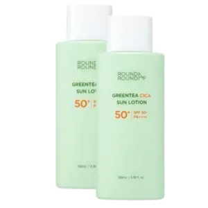 라운드어라운드 그린티 시카 선로션 100ml+100ml 더블 기획세트 SPF50+PA++++ [HA]+마스크 1매 추가증정