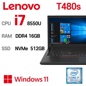 중고노트북 ThinkPad T480s intel core 8세대 i7-8550U 16GB, Black, ThinkPad T480s, 코어i7 8550U, 512GB, 16GB, WIN11 Pro