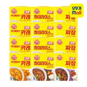 오뚜기 3분카레 약간매운맛 4개+ 하이라이스소스 4개+ 3분짜장 4개, 단품